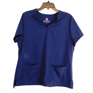 Natural Uniforms Womens Navy Blue Scrub Top Modern Fit Cool Stretch Large 8400